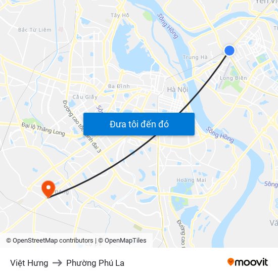 Việt Hưng to Phường Phú La map