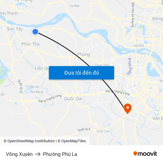 Võng Xuyên to Phường Phú La map