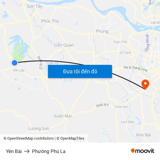 Yên Bài to Phường Phú La map