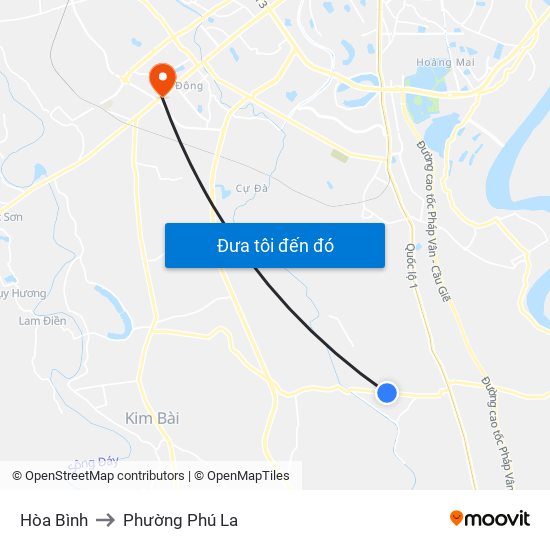 Hòa Bình to Phường Phú La map