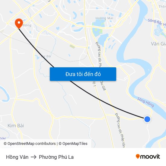 Hồng Vân to Phường Phú La map