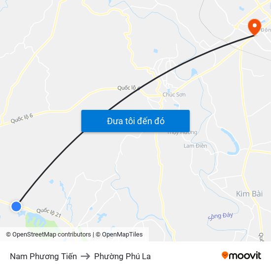 Nam Phương Tiến to Phường Phú La map