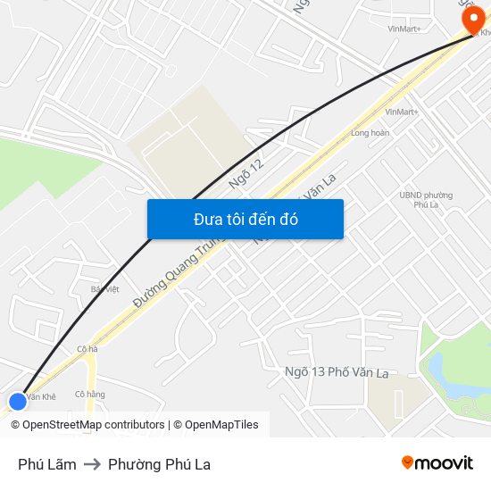 Phú Lãm to Phường Phú La map