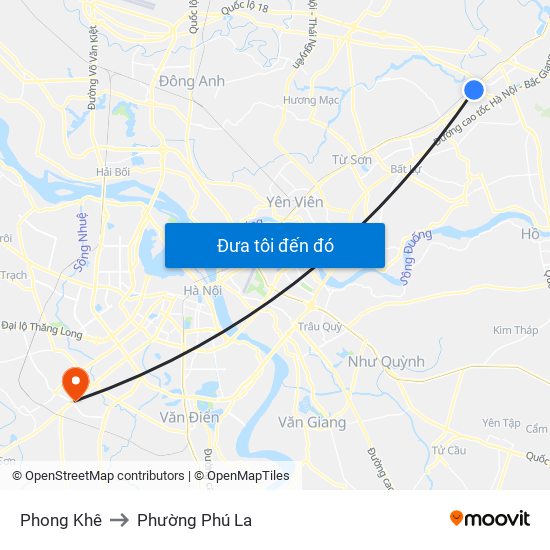 Phong Khê to Phường Phú La map