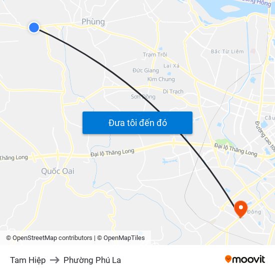 Tam Hiệp to Phường Phú La map