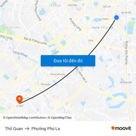 Thổ Quan to Phường Phú La map