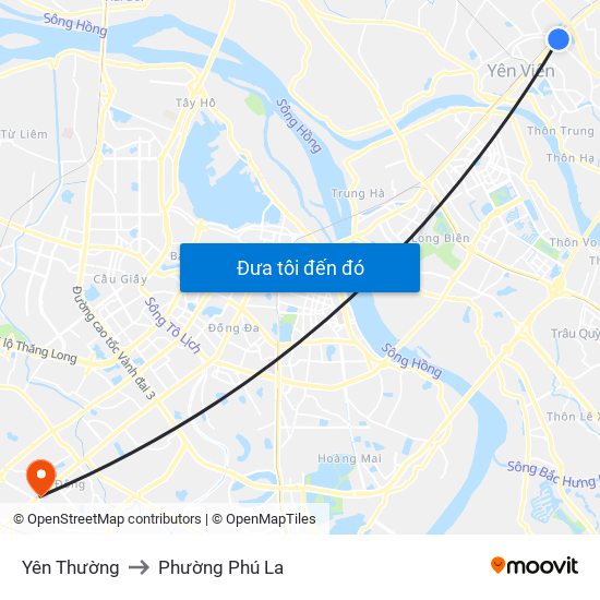 Yên Thường to Phường Phú La map