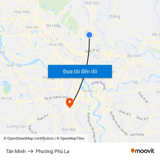 Tân Minh to Phường Phú La map