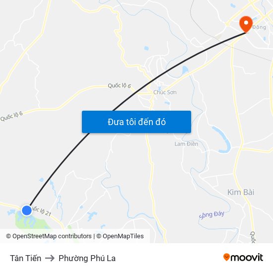 Tân Tiến to Phường Phú La map
