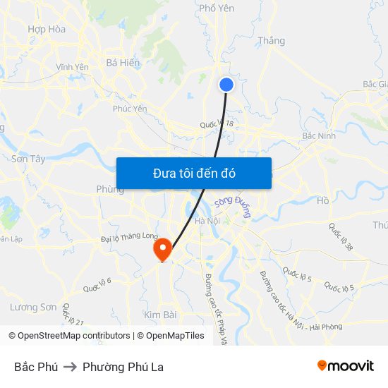 Bắc Phú to Phường Phú La map