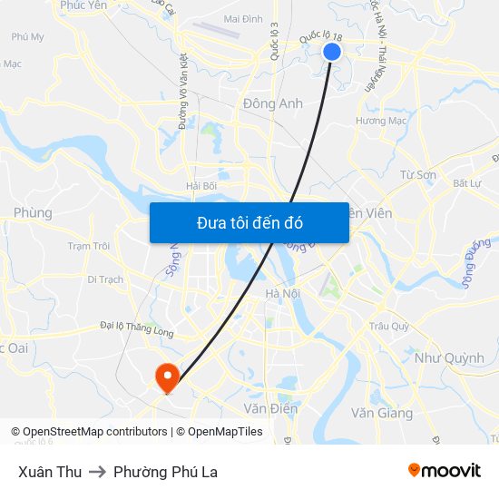 Xuân Thu to Phường Phú La map
