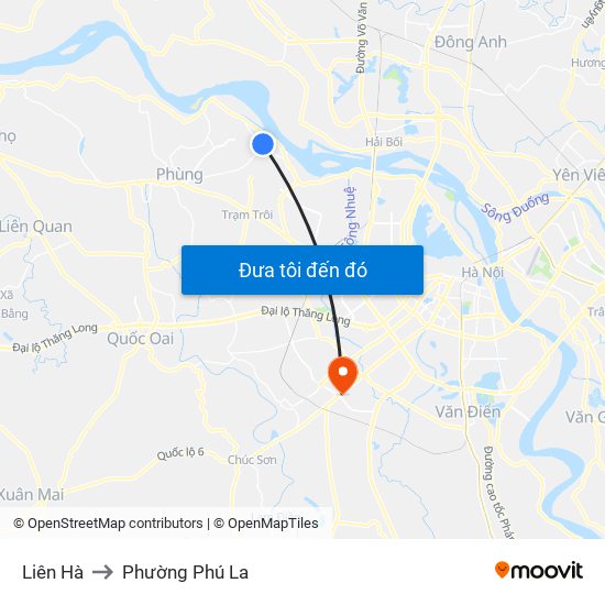 Liên Hà to Phường Phú La map