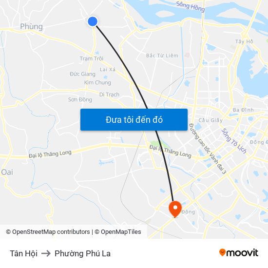 Tân Hội to Phường Phú La map