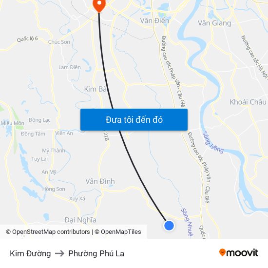 Kim Đường to Phường Phú La map