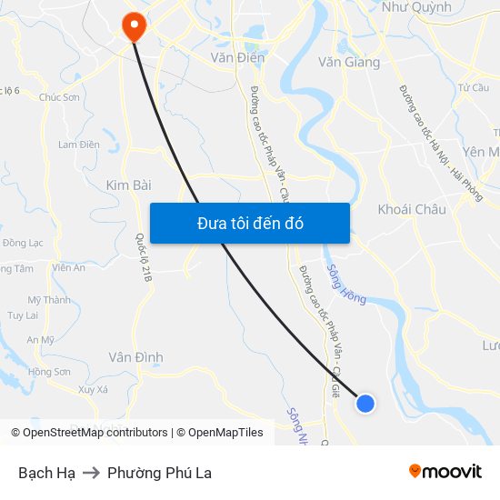 Bạch Hạ to Phường Phú La map
