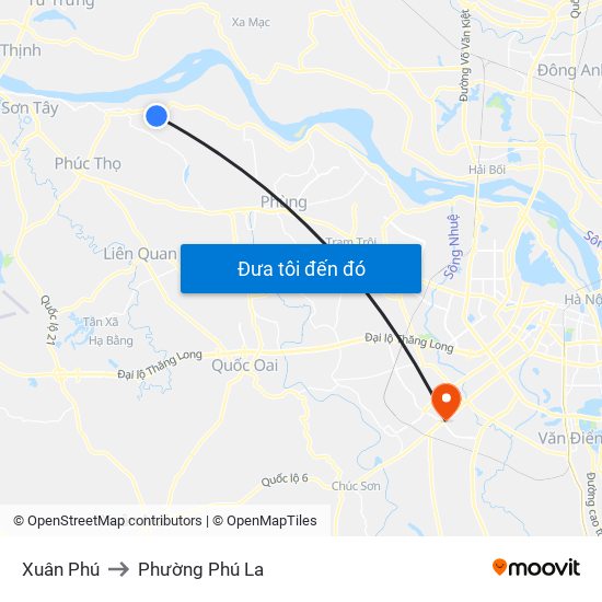 Xuân Phú to Phường Phú La map