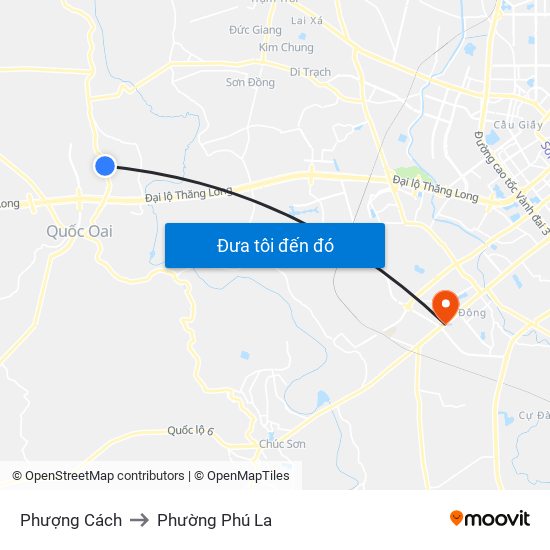 Phượng Cách to Phường Phú La map