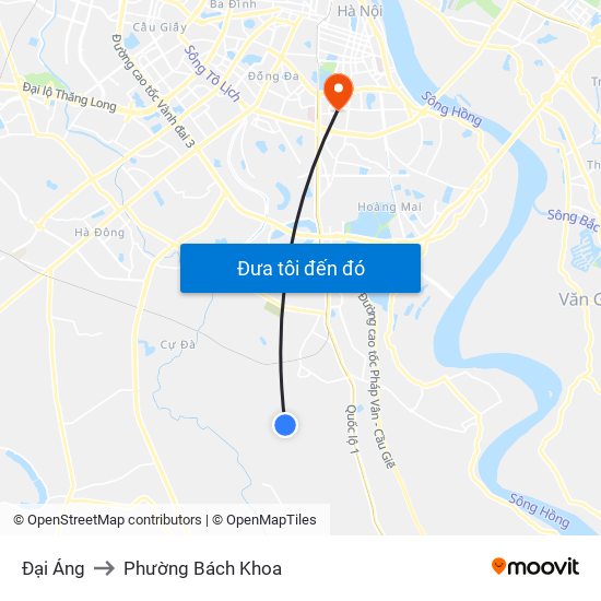 Đại Áng to Phường Bách Khoa map