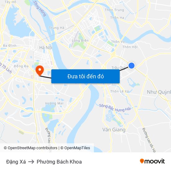 Đặng Xá to Phường Bách Khoa map