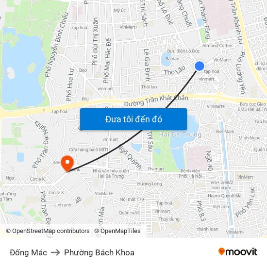 Đống Mác to Phường Bách Khoa map