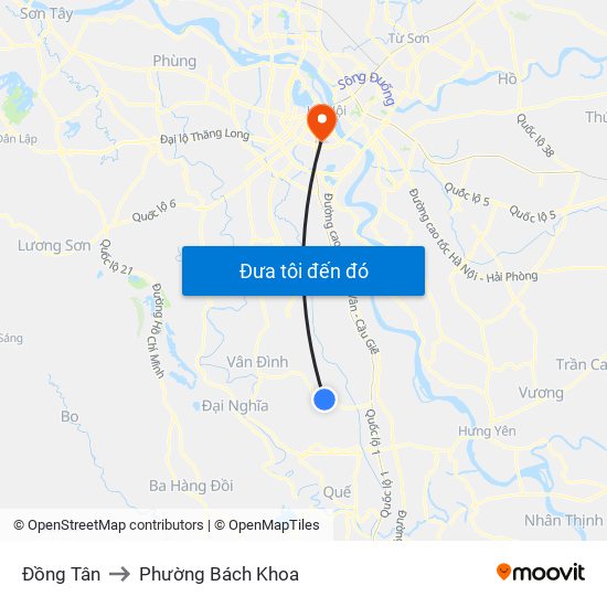 Đồng Tân to Phường Bách Khoa map