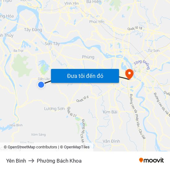 Yên Bình to Phường Bách Khoa map