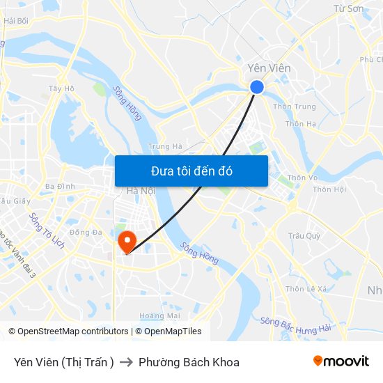 Yên Viên (Thị Trấn ) to Phường Bách Khoa map