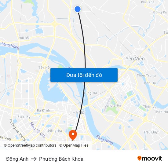 Đông Anh to Phường Bách Khoa map