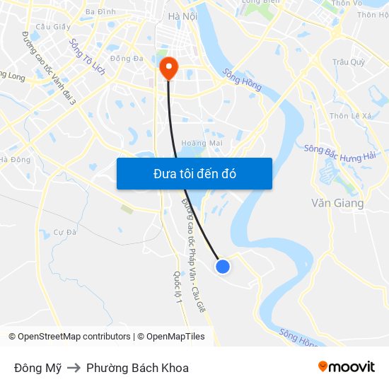 Đông Mỹ to Phường Bách Khoa map