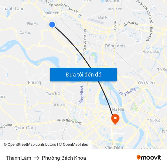Thanh Lâm to Phường Bách Khoa map