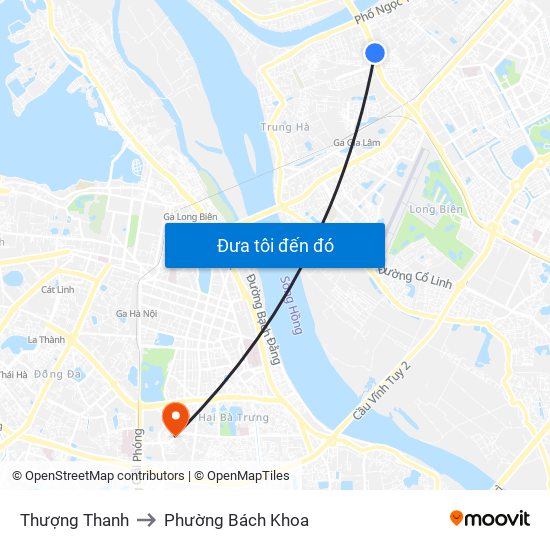 Thượng Thanh to Phường Bách Khoa map