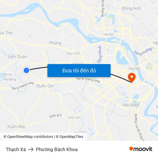 Thạch Xá to Phường Bách Khoa map