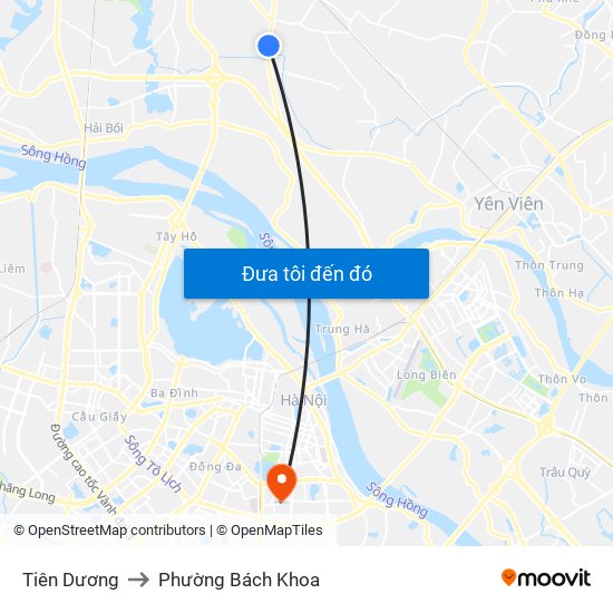 Tiên Dương to Phường Bách Khoa map