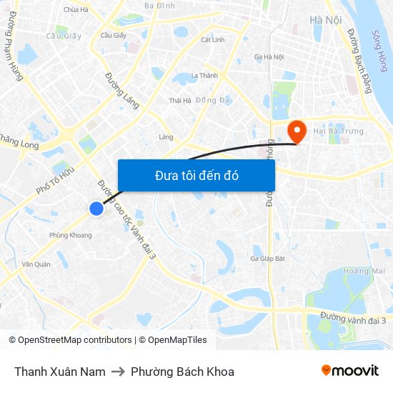 Thanh Xuân Nam to Phường Bách Khoa map