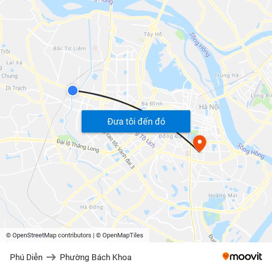 Phú Diễn to Phường Bách Khoa map