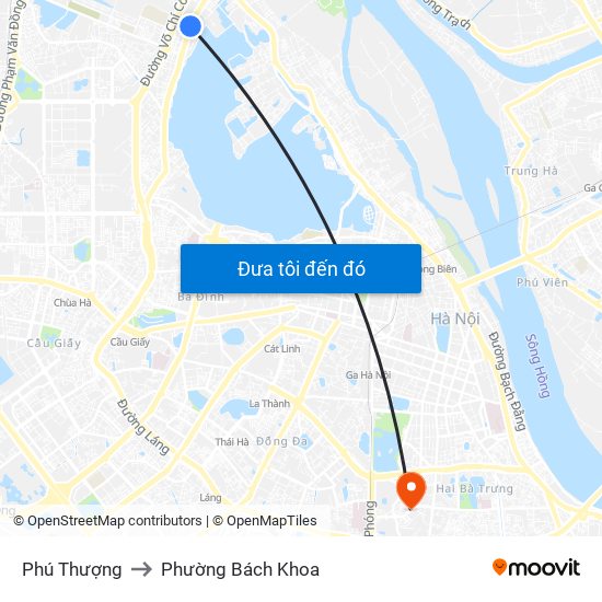 Phú Thượng to Phường Bách Khoa map