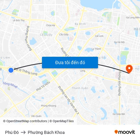 Phú Đô to Phường Bách Khoa map