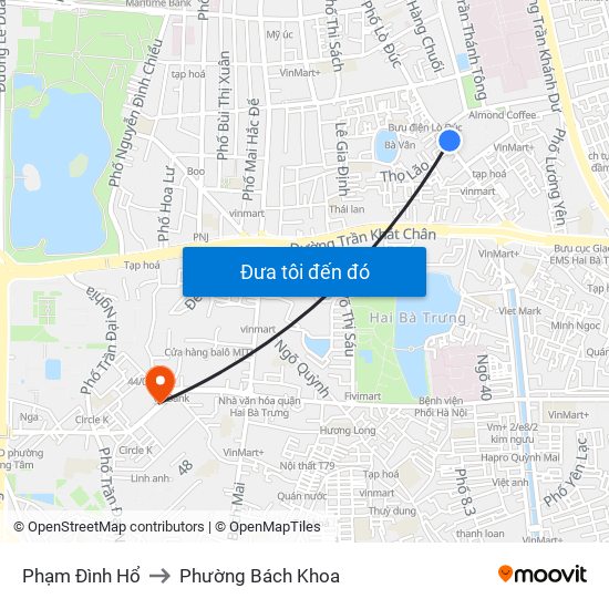 Phạm Đình Hổ to Phường Bách Khoa map