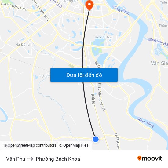 Văn Phú to Phường Bách Khoa map