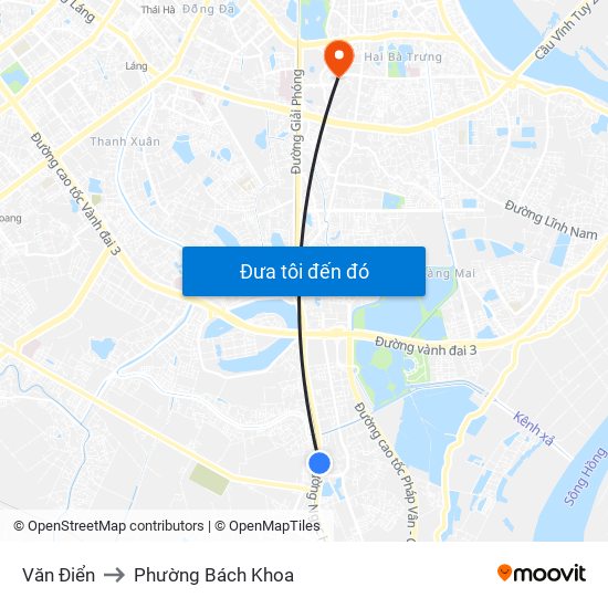 Văn Điển to Phường Bách Khoa map