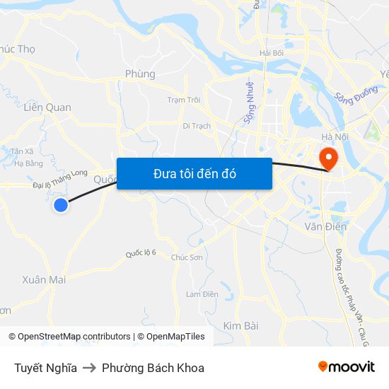 Tuyết Nghĩa to Phường Bách Khoa map