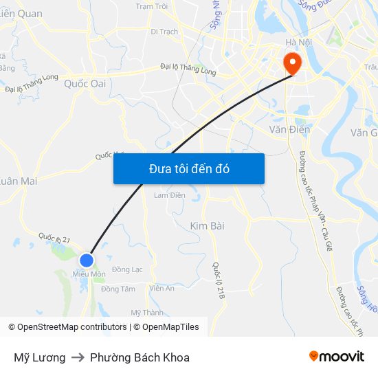 Mỹ Lương to Phường Bách Khoa map