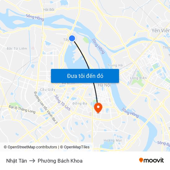 Nhật Tân to Phường Bách Khoa map