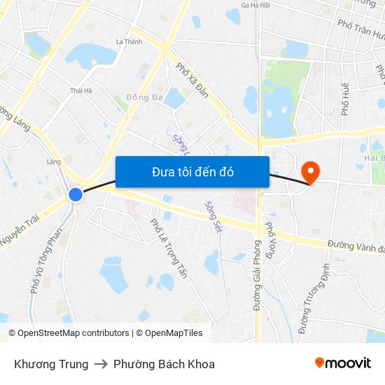 Khương Trung to Phường Bách Khoa map