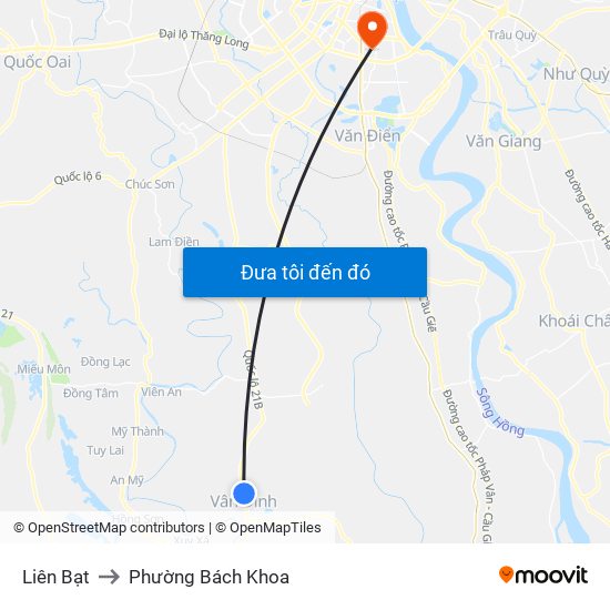 Liên Bạt to Phường Bách Khoa map