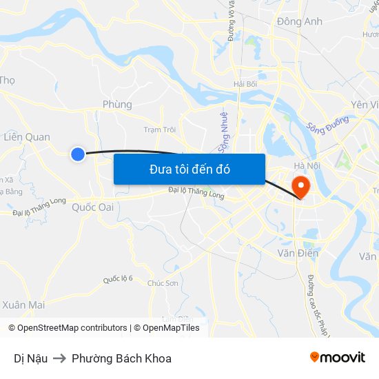 Dị Nậu to Phường Bách Khoa map