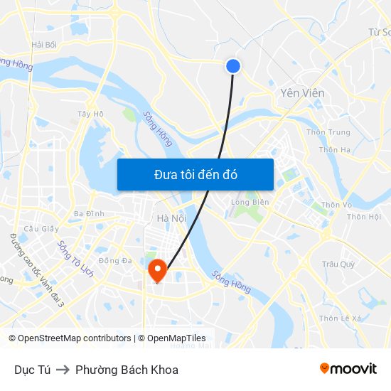 Dục Tú to Phường Bách Khoa map