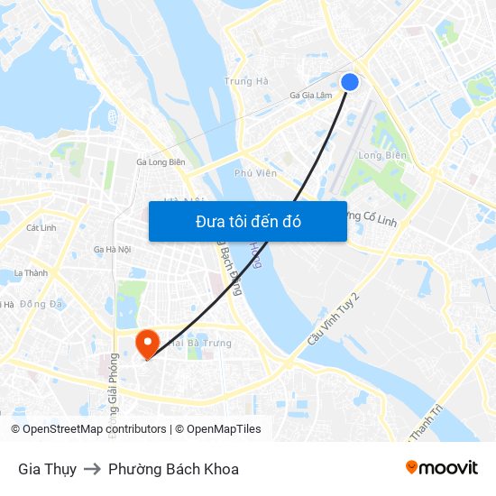 Gia Thụy to Phường Bách Khoa map