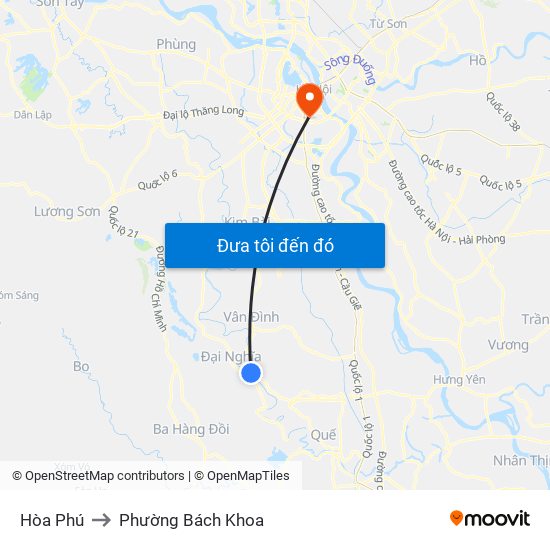 Hòa Phú to Phường Bách Khoa map