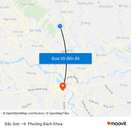Bắc Sơn to Phường Bách Khoa map